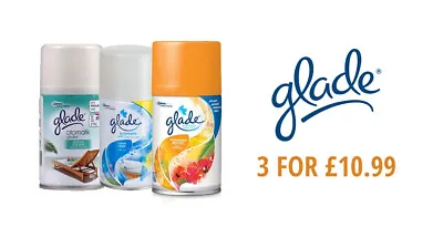 £9.99 • Buy 3 X GLADE AUTOMATIC SPRAY AIR FRESHENER REFILL 269ml VARIOUS SCENTS!