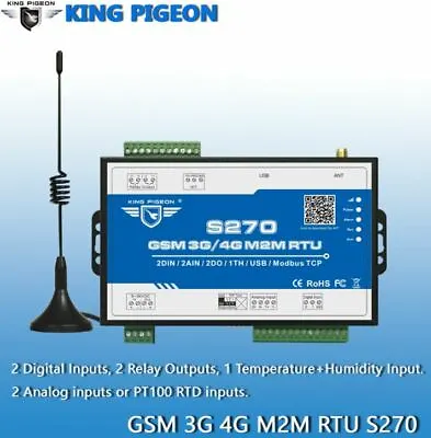 £80 • Buy KING PIGEON GSM 3G 4G M2M RTU (2DIN,2AIN/PT100,2Relay,1TH,USB) (Gate Opener)S270