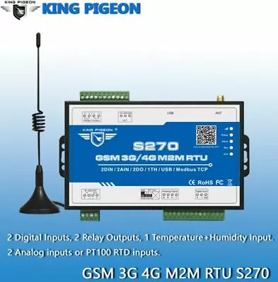 £80 • Buy KING PIGEON GSM 3G 4G M2M RTU (2DIN,2AIN/PT100,2Relay,1TH,USB) (Gate Opener)S270