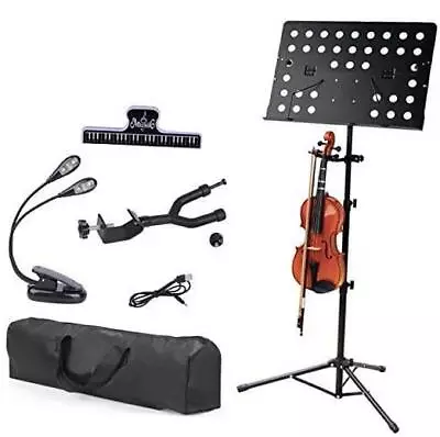  Sheet Music Stand With Violin Hanger Folding Music Stand Portable Fortable  • $55.68