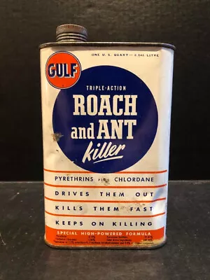 Vintage Gulf Oil (old Logo) Triple-action Roach And Ant Killer 1 Qt Can (full) • $29.95