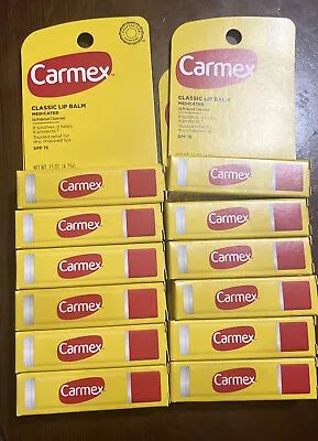 Carmex Classic Medicated Lip Balm Stick SPF 15- 12 Pack • $21.99