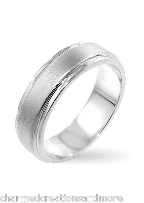 Mens 5mm Wide 2 Tone Classic Wedding Band Rhodium Bonded Ring Sizes 8 9 10 11 12 • $28