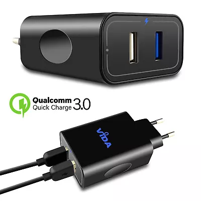 Super Fast 30W Dual USB Travel Charger QC3.0 Compatible With EU European Socket • £16.95