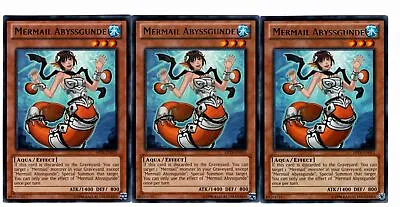 Yugioh- 3X Mermail Abyssgunde - Rare - Unlimited - ABYR-EN015 - Near Mint • $2.29