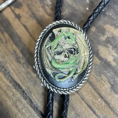 Dragon Skull Cameo Pendant Bolo Necklace Lariat Tie Gothic Rockabilly Steampunk • $24.80