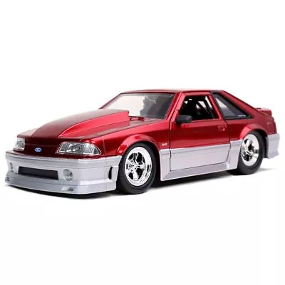 Jada Toys Bigtime Muscle 1:24 1989 Ford Mustang GT Die-cast Car Red Silver Toys • $27.61