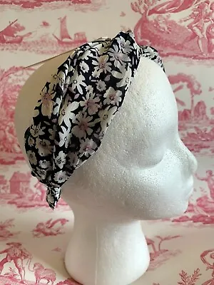£4.99 • Buy Ladies Girls Wide Headband Hairband Alice Band Hard Knot Front Navy Daisy Flower