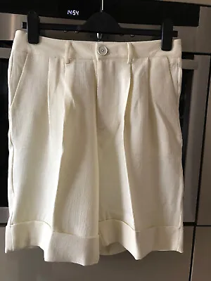 Cidersmart Linen Look Tailored Short Size L Yellowy CreamBNWTpleat Front • £9.99