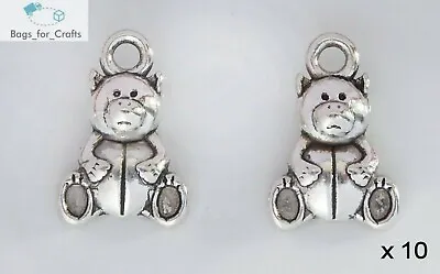 £2.20 • Buy 10 X Tibetan Silver Teddy Bear Charm Pendant Christening Baby Shower 16mm (TC46)