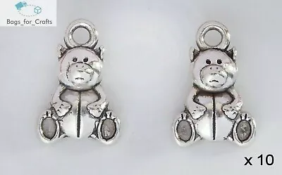 10 X Tibetan Silver Teddy Bear Charm Pendant Christening Baby Shower 16mm (TC46) • £2.20