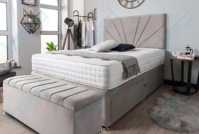 Modern Sienna Divan Bed Set Prime Memory Foam Mattress + 24  Sunrise Headboard • £379.99