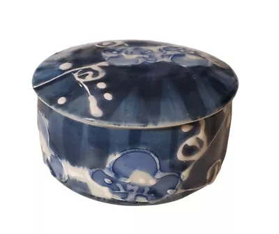 MANN Trinket Box Japan Porcelain Blue White Collectible Vintage 1977 • $29.97