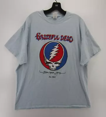 Grateful Dead Shirt Men XL Blue Steal Your Face The Wheel Double Sided Lot Tee • $28.99