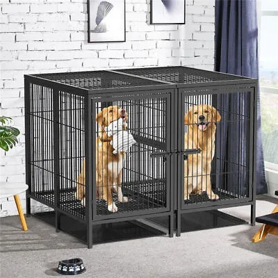 £28.92 • Buy Heavy Duty Dog Cage Strong Metal Crate Pet Playpen Kennel Partition For 2 Dogs