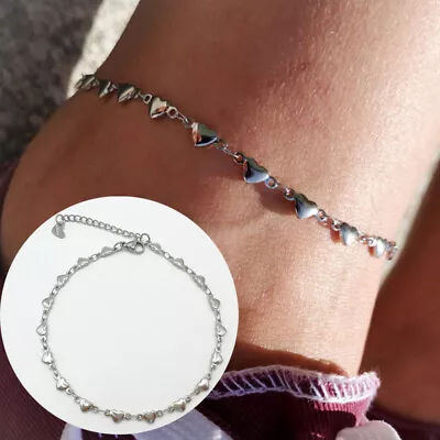 Simple Ankle Bracelet Women 925 Sterling Silver Anklet Foot Jewellery Chain UK • £3.89