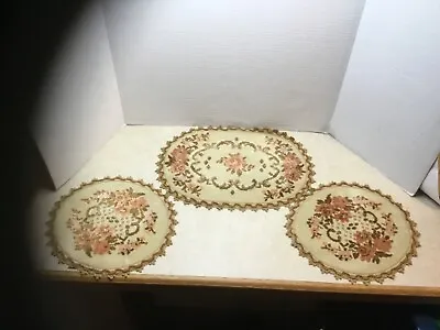 Vintage Set Of (3) Croydon Belgium Floral Tapestry Table Doilies • $25