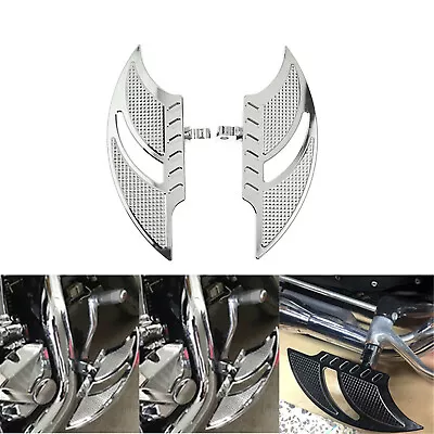 $56.04 • Buy Chrome Motorcycle CNC Cut FootPegs Rear Passenger Floorboards Fit For Harley