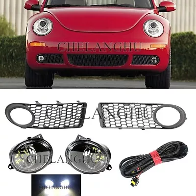 For VW Beetle 2006 - 2010 Pair Fog Lamp Light With LED Bulbs+Grille Cover+ Wire • $139.99