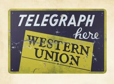Western Union Telegraph Metal Tin Sign Creative Wall Decor • $18.95