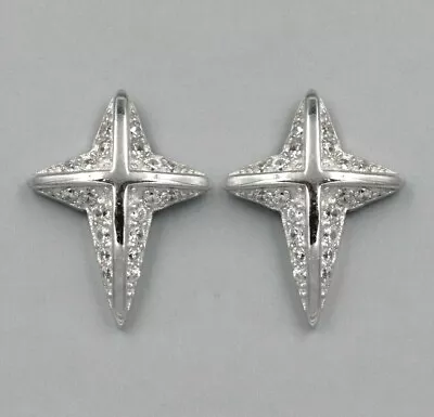 Sterling Silver Studs Earrings Cubic Zirconia Cross Star Women Men Girls 01341 • $13.99