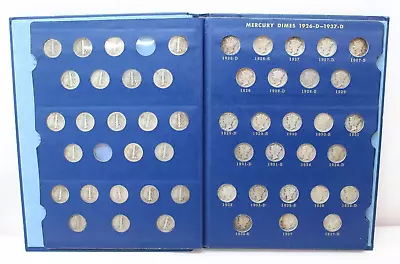 1916-1945 Mercury Dime Book Set - 75 Coins **MISSING  1916D 1921D 42 Over 41** • $875