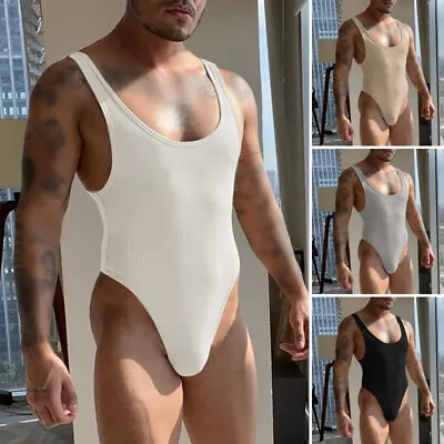 New Mens Wrestling Singlet Leotards Tops Bodysuits Holiday Beach Party Shorts • £11.39