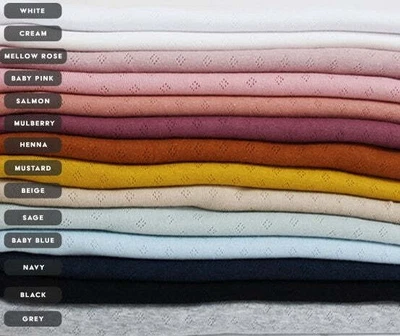 £6 • Buy Fine 100% Cotton Jersey Knit With Diamond Openwork/ Pointelle Fabric. Per 1/2m