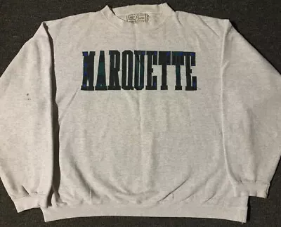 Vtg 90s Marquette University Faded Boxy Sweatshirt L School Track Grunge Punk PE • $59.95