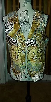 Animal Print  Zebraliontiger Button Front Vest Unisex Sz S 100% COTTON  • $9