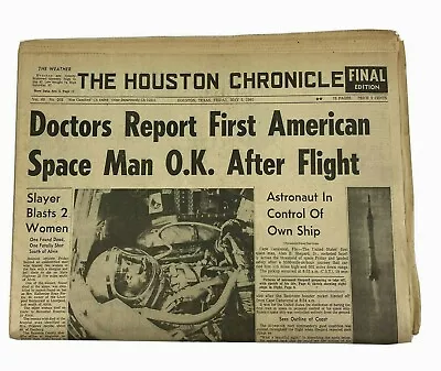 Alan Sheppard 1st American Space Man Houston Chronicle May 5 1961 Freedom 7 • $97.91