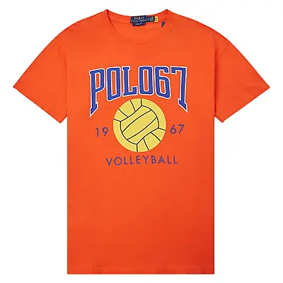 Ralph Lauren POLO 67 Volleyball Tee Shirt Orange Classic Fit Men's Size Medium • $39.94