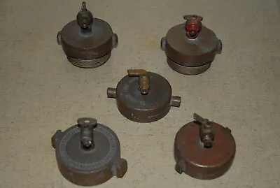 5 Fire Engine Hose Stand Pipe Pressure Test Caps & Plugs 2.5 NH Brass Vintage • $27.95