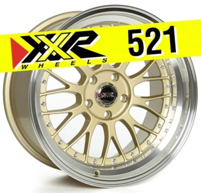 $906.99 • Buy XXR 521 18x10 5-100 +25 Gold Wheels (Set Of 4) Classic Mesh Design Huge Lip