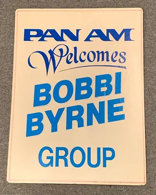 Vintage Pan Am Welcomes Sign Original American World Airways Group Promo Plane • $350