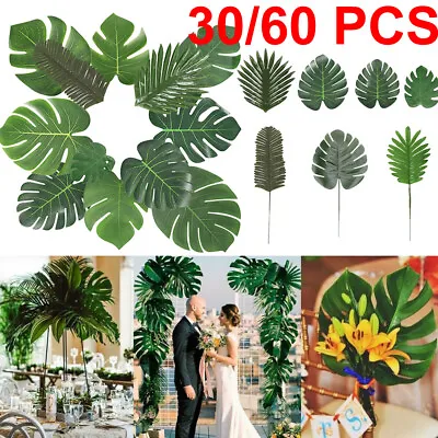 £9.49 • Buy 60 Tropical Artificial Palm Leaves Hawaiian Luau Jungle Beach Theme Party Decor