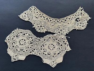 Antique Silk Maltese Lace Fragment Neckline Trim Handmade • £12.40