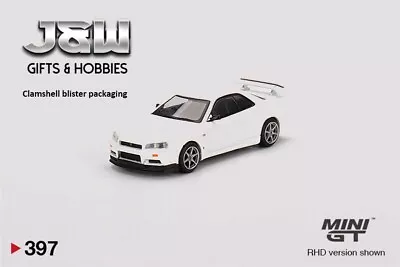 Mini GT Nissan Skyline GT-R R34 V-Spec N1 White MGT00397 1/64 • $11.99