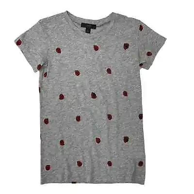 NWT J. Crew Lady Bug Print Short Sleeve T Shirt Gray Women's XXS • $24.99