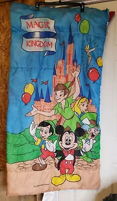 Vintage 90s Walt Disney Magic Kingdom Childs Sleeping Bag 30x57 USA RARE • $69.97