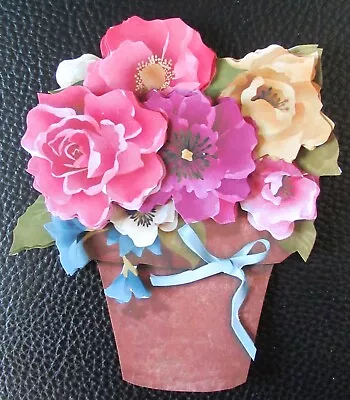 £1.60 • Buy Handcrafted 3d Shaped Card Topper Pot Of Flowers Any Occasion