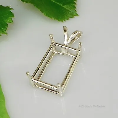 $5.75 • Buy (5x3 - 30x22) Solid 925 Sterling Silver Emerald Pre-Notched Pendant Setting 