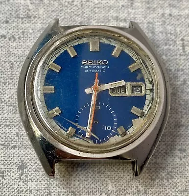 Seiko 6139-8030 Chronograph Automatic Watch Vintage Men's 17 Jewels Blue Dial • $121