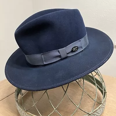 VTG Bailey Of Hollywood Blue Fedora Wool Cashmere Hat Made In USA Size Small • $29.99