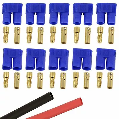 5 X PAIRS EC3 RC Lipo Battery Connector + Heat Shrink Helicopter • £6.99