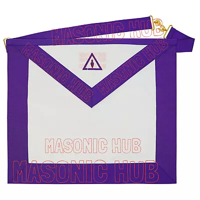 Cryptic Mason Left Break Masonic Lodge Lambskin Apron  Royal & Select Trowel • $35.99