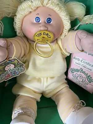 Cabbage Patch Kids TAFFY CARLYNNE ‘84 CPK Box Pacifier Blue Eyes Blonde Hair • $148.03