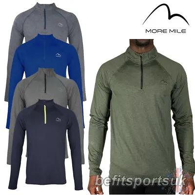 Long Sleeve Zip Running Top More Mile Mens Dri Fit Heat Gym Jersey S M L Xl  • £14.95