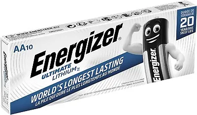 10 X ENERGIZER AA ULTIMATE LITHIUM BATTERIES 10 PACK 1.5v LR6 L91  CHEAP PRICE • £17.89