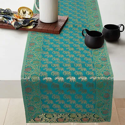 Brocade Silk Table Runner Indian Coffee Tablecloth Home Decorative Table Cover • £20.96